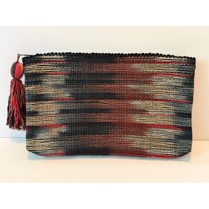 Narda's Original Ikat Creations Hand Dyed and Woven Zippered Pouch Clutch Bag